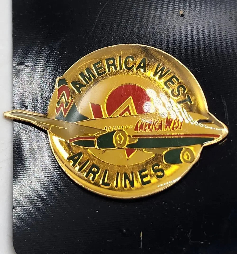 America West Airlines Enamel Jet Promo Single Pin Pinback On Card